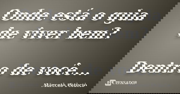 Onde está o guia de viver bem? Dentro de você...... Frase de Marcelo Pelucio.