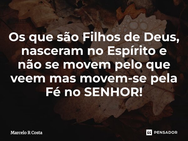 ⁠Os que são Filhos de Deus, nasceram no Espírito e não se movem pelo que veem mas movem-se pela Fé no SENHOR!... Frase de Marcelo R Costa.