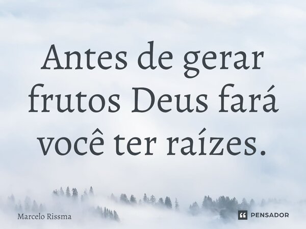 ⁠Antes de gerar frutos Deus fará você ter raízes.... Frase de Marcelo Rissma.