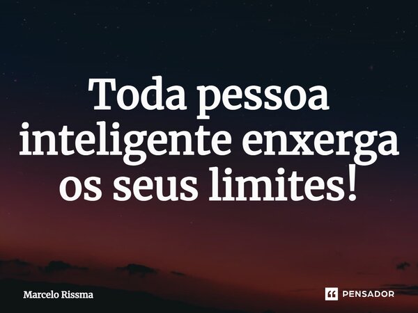 ⁠Toda pessoa inteligente enxerga os seus limites!... Frase de Marcelo Rissma.