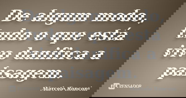 De algum modo, tudo o que está vivo danifica a paisagem.... Frase de Marcelo Ronconi.