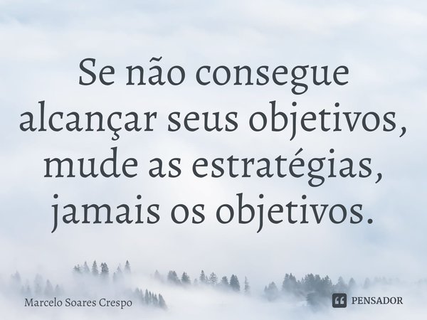 ⁠Se não consegue alcançar seus objetivos, mude as estratégias, jamais os objetivos.... Frase de Marcelo Soares Crespo.