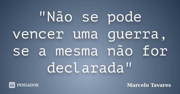 "Não se pode vencer uma guerra, se a mesma não for declarada"... Frase de Marcelo Tavares.