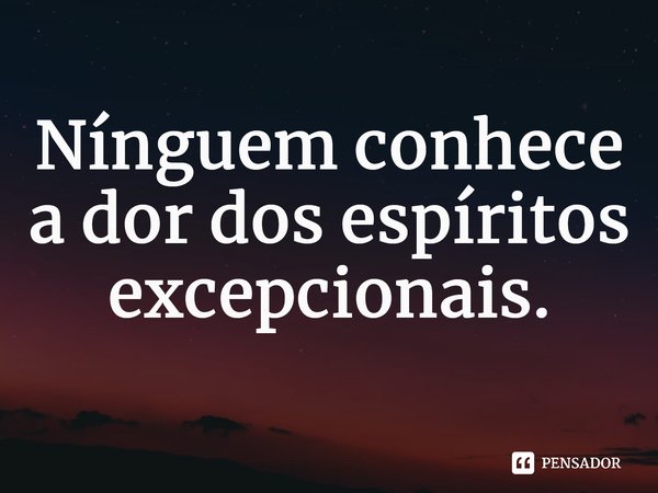 Ninguém conhece a dor dos espíritos excepcionais.⁠... Frase de Marcelus Angelus.