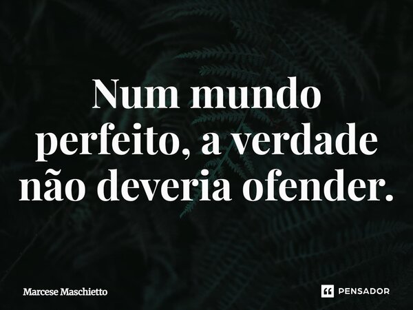⁠Num mundo perfeito, a verdade não deveria ofender.... Frase de Marcese Maschietto.
