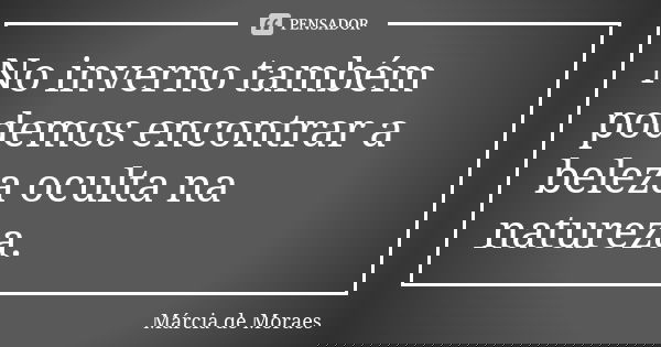 No inverno também podemos encontrar a beleza oculta na natureza.... Frase de Marcia de Moraes.