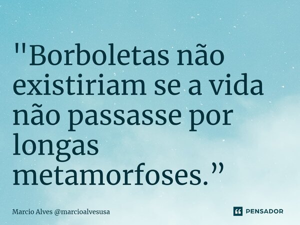 ⁠"Borboletas não existiriam se a vida não passasse por longas metamorfoses.”... Frase de Marcio Alves marcioalvesusa.