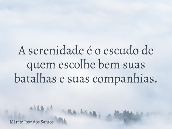 A serenidade é o escudo de quem escolhe bem suas batalhas e suas companhias.... Frase de Márcio José dos Santos.
