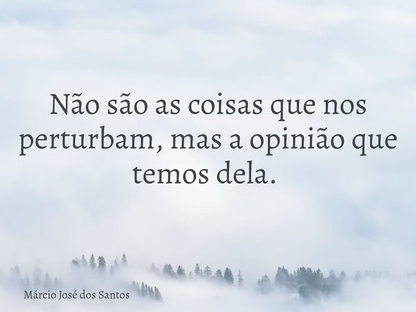 Não são as coisas que nos perturbam, mas a opinião que temos dela. ⁠... Frase de Márcio José dos Santos.