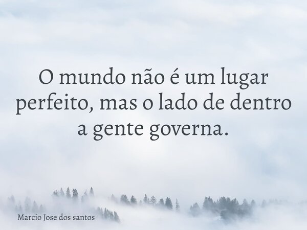 O mundo não é um lugar perfeito, mas o lado de dentro a gente governa.... Frase de Marcio Jose dos santos.