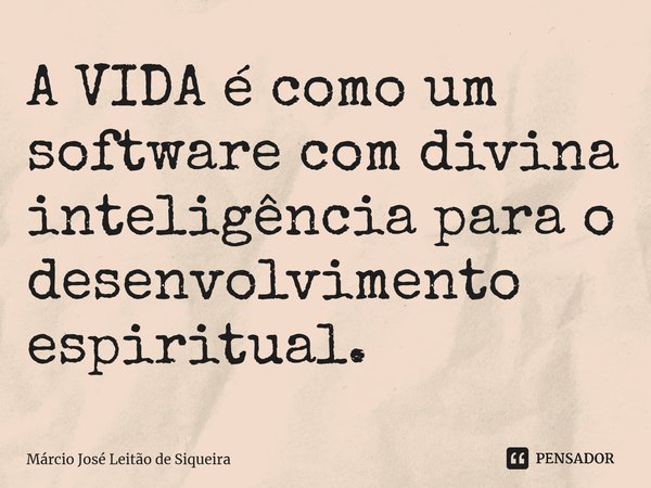 ⁠A VIDA é como um software com divina inteligência para o desenvolvimento espiritual.... Frase de Márcio José Leitão de Siqueira.