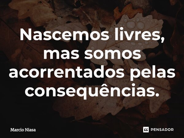 Nascemos livres, mas somos acorrentados pelas consequências.... Frase de Márcio Niasa.