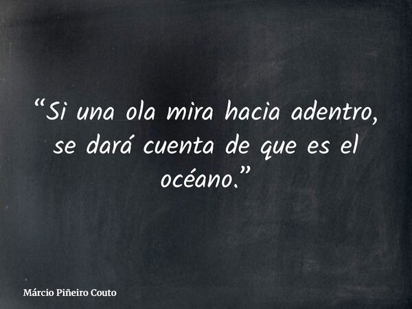 “Si una ola mira hacia adentro, se dará cuenta de que es el océano.”... Frase de Márcio Piñeiro Couto.