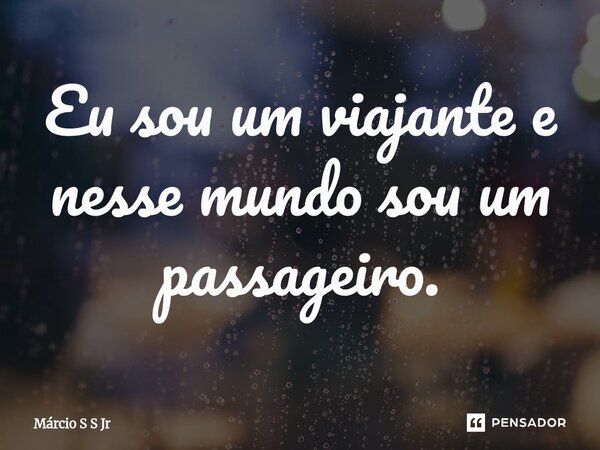 Eu sou um viajante e nesse mundo sou um passageiro.... Frase de Marcio S S Jr.