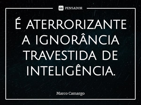 ⁠É aterrorizante a ignorância travestida de inteligência.... Frase de Marco Camargo.