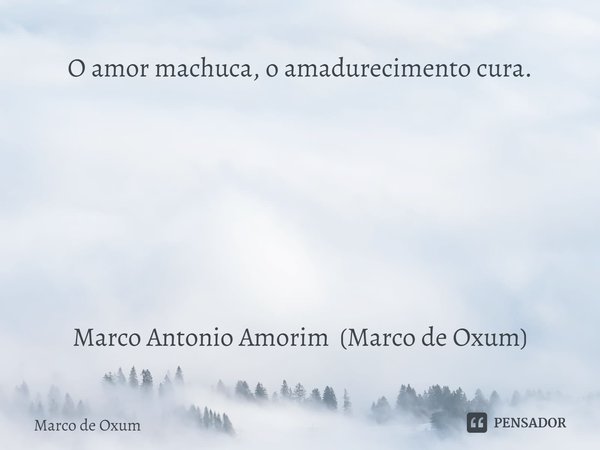⁠O amor machuca, o amadurecimento cura. Marco Antonio Amorim (Marco de Oxum)... Frase de Marco de Oxum.