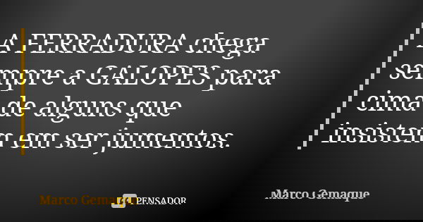 A FERRADURA chega sempre a GALOPES para cima de alguns que insistem em ser jumentos.... Frase de Marco Gemaque.