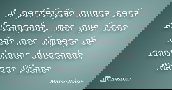 A perfeição nunca será alcançada, mas que isso não nos impeça de continuar buscando. Marco Viana... Frase de Marco Viana.