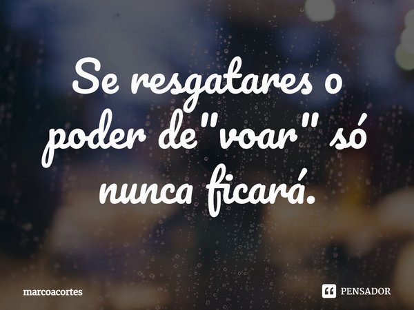 ⁠Se resgatares o poder de "voar" só nunca ficará.... Frase de marcoacortes.