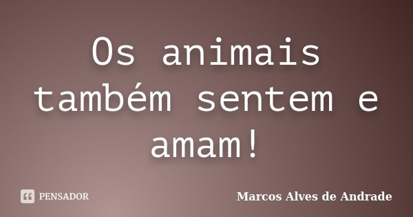 Os animais também sentem e amam!... Frase de Marcos Alves de Andrade.