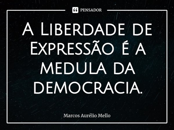 ⁠A Liberdade de Expressão é a medula da democracia.... Frase de Marcos Aurélio Mello.