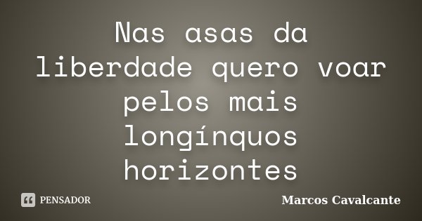 Nas asas da liberdade quero voar pelos mais longínquos horizontes... Frase de Marcos Cavalcante.
