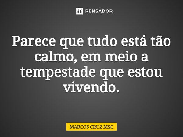 ⁠Parece que tudo está tão calmo, em meio a tempestade que estou vivendo.... Frase de Marcos Cruz MSC.
