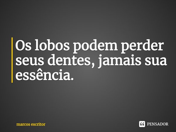 Os lobos podem perder seus dentes, jamais sua essência⁠.... Frase de marcos escritor.