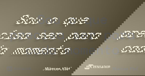 Sou o que precisa ser para cada momento... Frase de Marcos Fiel.