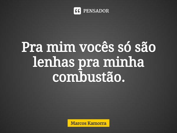 ⁠Pra mim vocês só são lenhas pra minha combustão.... Frase de Marcos Kamorra.