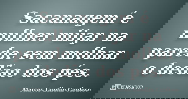 Sacanagem é mulher mijar na parede sem molhar o dedão dos pés.... Frase de Marcos Landim Cardoso.