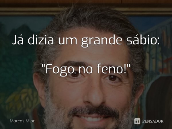 ⁠Já dizia um grande sábio: "Fogo no feno!"... Frase de Marcos Mion.