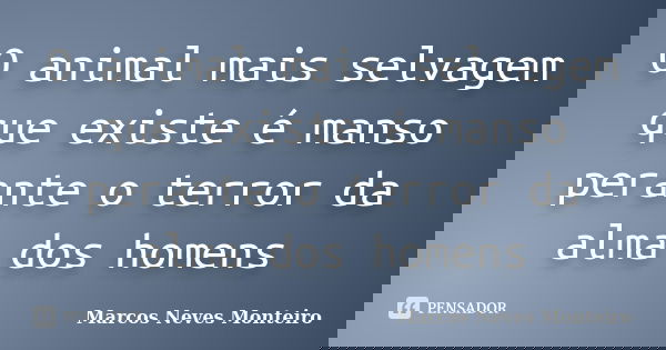 O animal mais selvagem que existe é manso perante o terror da alma dos homens... Frase de Marcos Neves Monteiro.