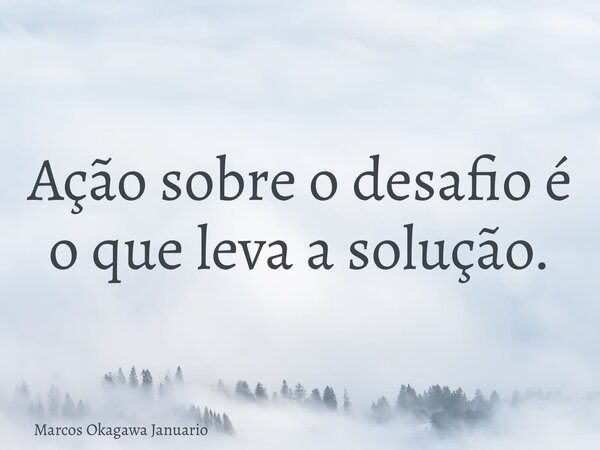Ação sobre o desafio é o que leva a solução.... Frase de Marcos Okagawa Januario.