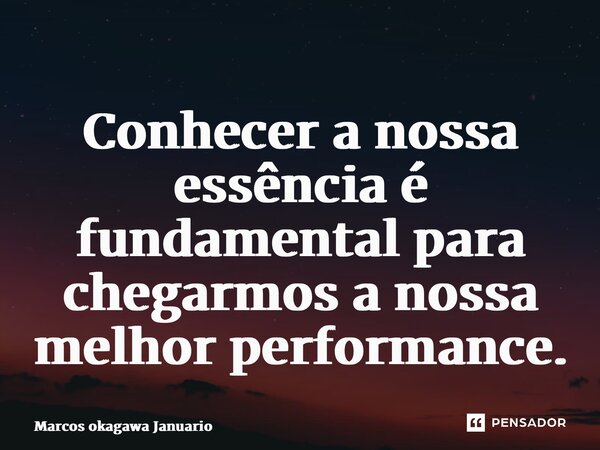 ⁠Conhecer a nossa essência é fundamental para chegarmos a nossa melhor performance.... Frase de Marcos okagawa Januario.