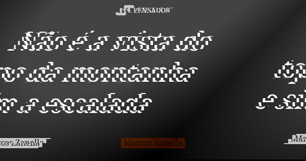 Não é a vista do topo da montanha e sim a escalada... Frase de Marcos Zanella.