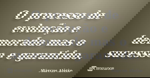 ‎O processo de evolução e demorado mas o sucesso e garantido.... Frase de Marcus Aleixo.