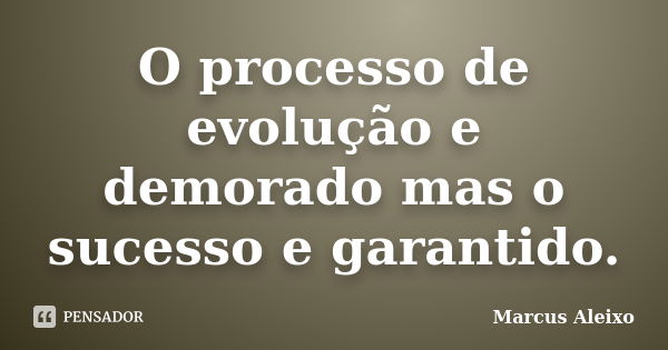 ‎O processo de evolução e demorado mas o sucesso e garantido.... Frase de Marcus Aleixo.