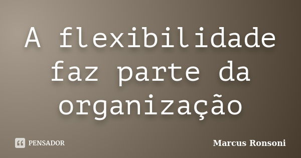 A flexibilidade faz parte da organização... Frase de Marcus Ronsoni.