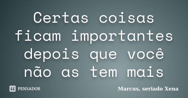 Certas coisas ficam importantes depois que você não as tem mais... Frase de Marcus, seriado Xena.