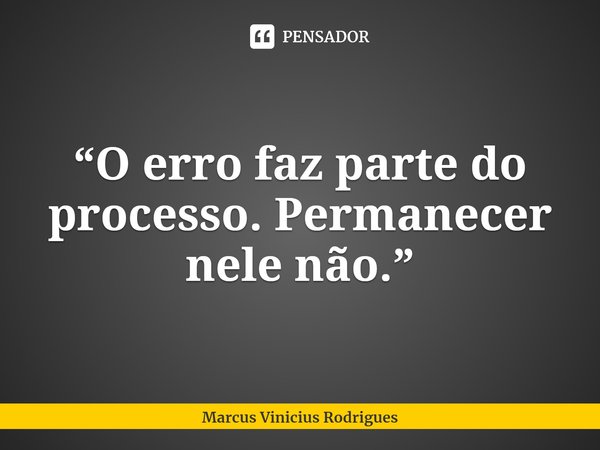 ⁠“O erro faz parte do processo. Permanecer nele não.”... Frase de Marcus Vinicius Rodrigues.