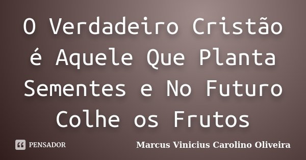 O Verdadeiro Cristão é Aquele Que Planta Sementes e No Futuro Colhe os Frutos... Frase de Marcus Vinicius Carolino Oliveira.