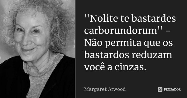 "Nolite te bastardes carborundorum" - Não permita que os bastardos reduzam você a cinzas.... Frase de Margaret Atwood.