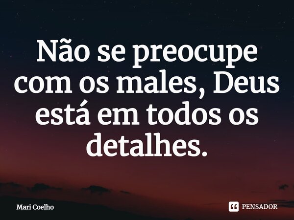 ⁠Não se preocupe com os males, Deus está em todos os detalhes.... Frase de Mari Coelho.