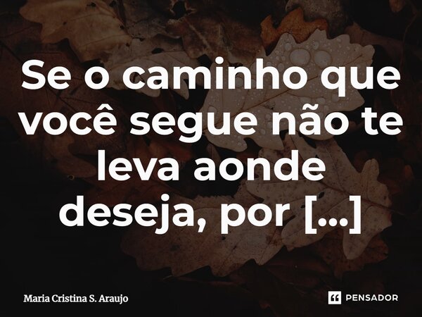 ⁠Se o caminho que você segue não te leva aonde deseja, por que continuar nele?... Frase de Maria Cristina S. Araujo.