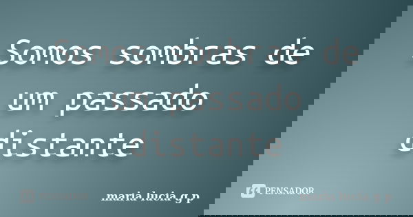 Somos sombras de um passado distante... Frase de maria lucia g p.