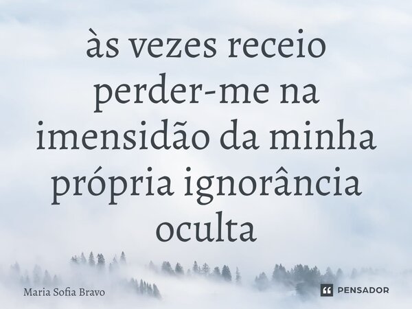 às vezes receio perder-me na imensidão da minha própria ignorância oculta... Frase de Maria Sofia Bravo.