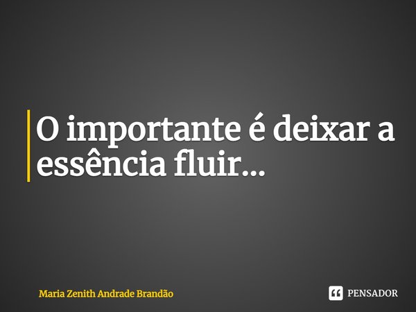 ⁠O importante é deixar a essência fluir...... Frase de Maria Zenith Andrade Brandão.