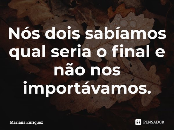 ⁠Nós dois sabíamos qual seria o final e não nos importávamos.... Frase de Mariana Enríquez.