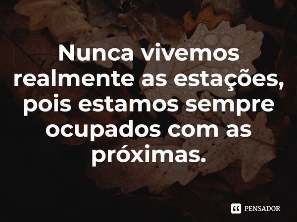 ⁠Nunca vivemos realmente as estações, pois estamos sempre ocupados com as próximas.... Frase de Marieke Lucas Rijneveld.